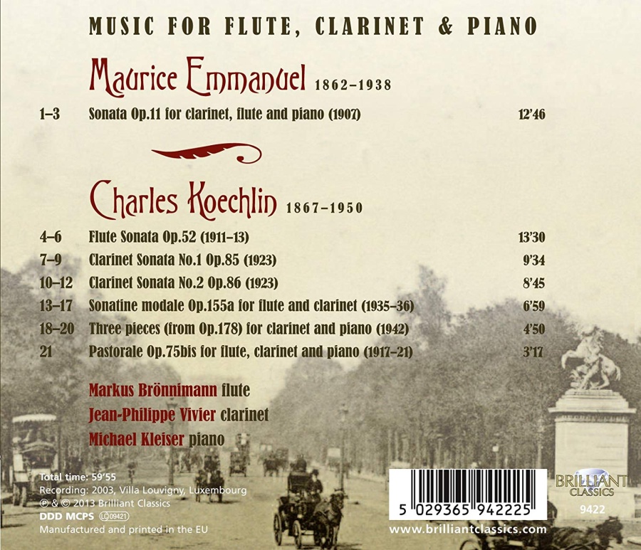 Koechlin & Emmanuel: Music for Flute, Clarinet and Piano - slide-1