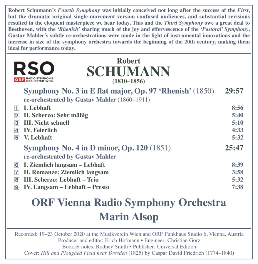 Schumann arr. Mahler: Symphonies Nos. 3 & 4 - slide-1