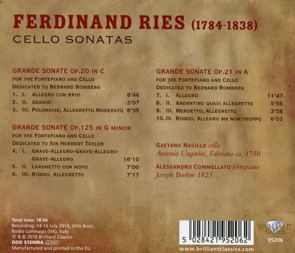 Ries: Cello Sonatas - slide-1