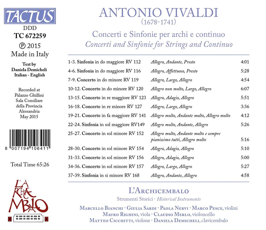 Vivaldi: Concerti and Sinfonie for strings and continuo - slide-1