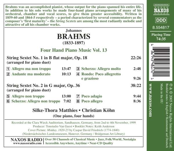 BRAHMS: Four Hand Piano Music Vol. 13 - slide-1