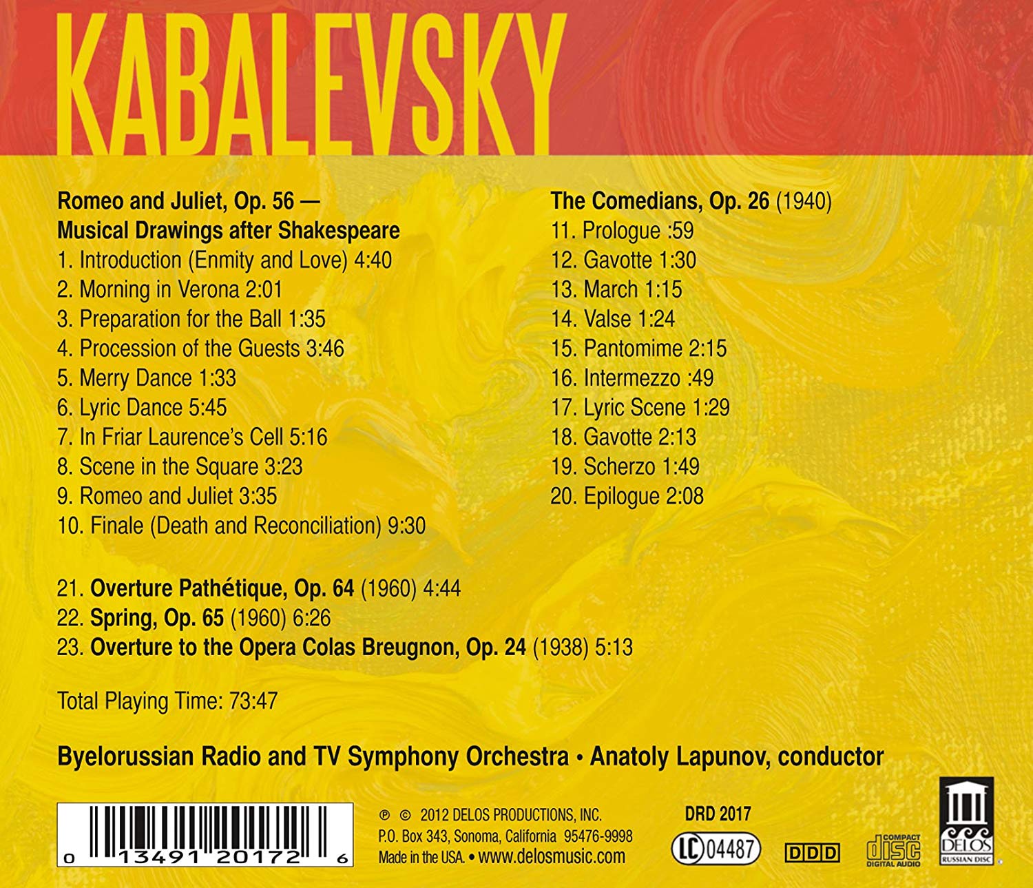 Kabalevsky: Romeo and Juliet, The Comedians, Spring, Overture Pathetique, Colas Breugnon (Overture) - slide-1
