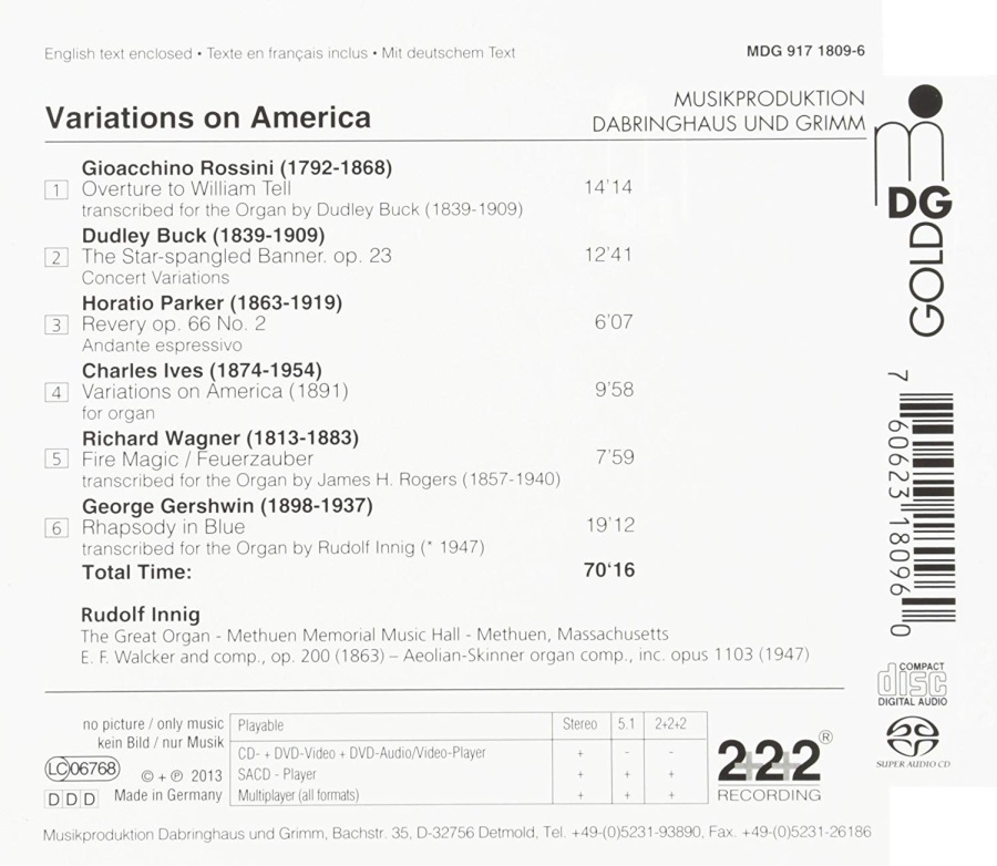Variations on America - Organ Works: Rossini, Buck, Parker, Ives, Wagner & Gershwin - slide-1
