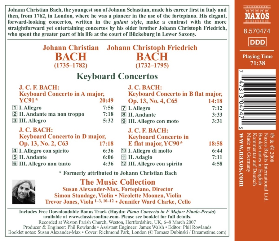 J.C. Bach,  J.C.F. Bach: Keyboard Concertos - slide-1