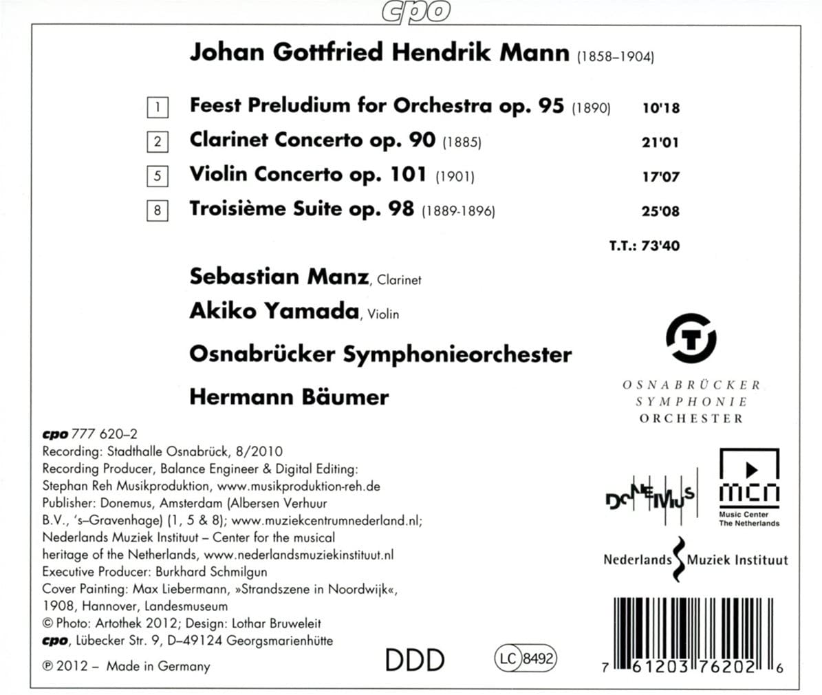 Mann: Clarinet Concerto, Violin Concerto, Feest Preludium, Troisieme Suite - slide-1