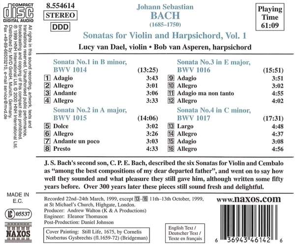 BACH: Sonatas for Violin and Harpsichord - slide-1