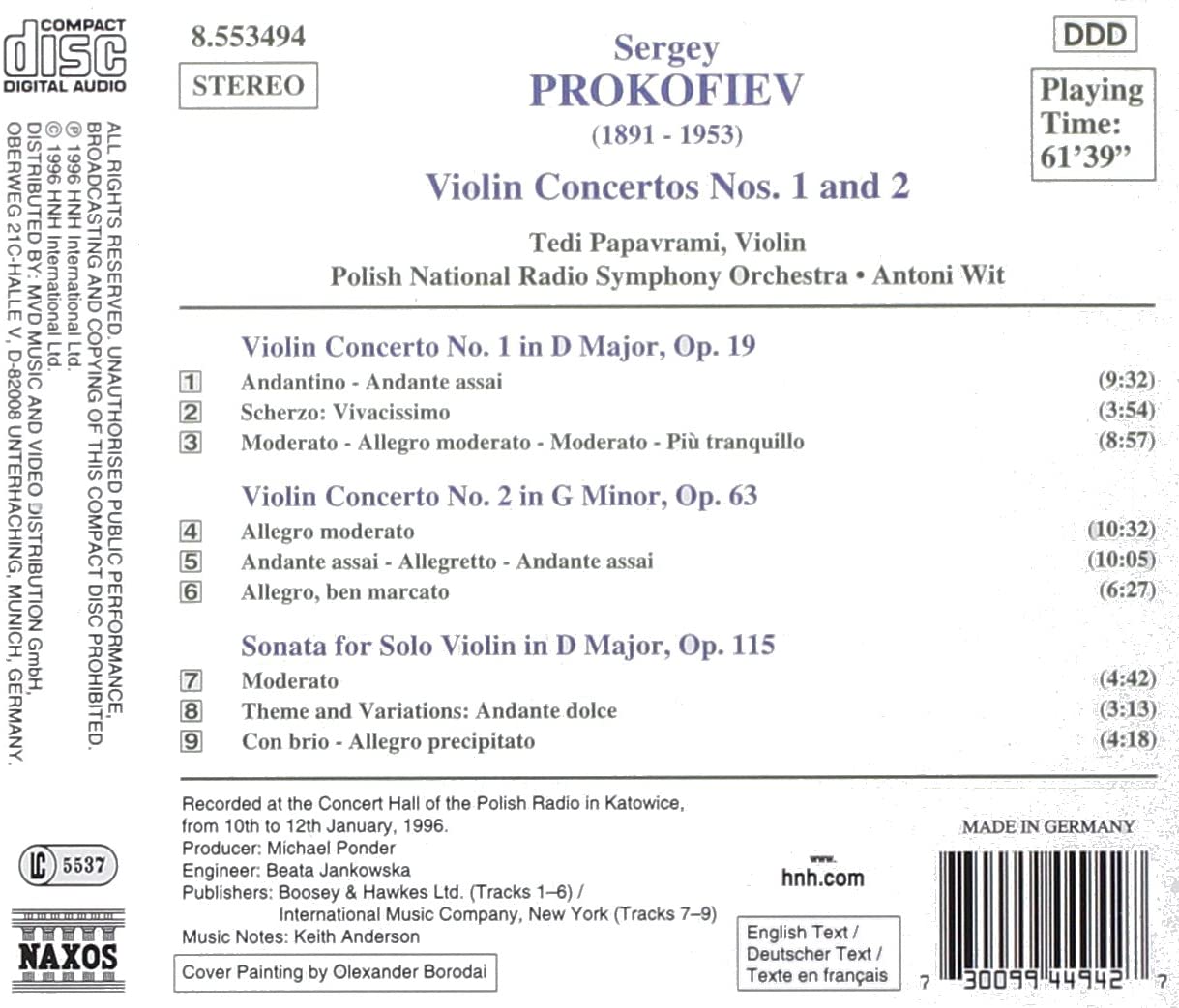 PROKOFIEV: Violin Concertos Nos 1 and 2; Sonata for solo Violin - slide-1