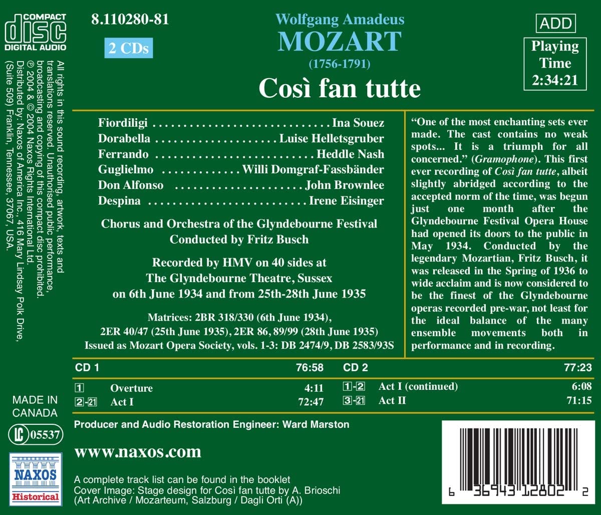 MOZART: Cosi fan tutte (1934-35 - slide-1