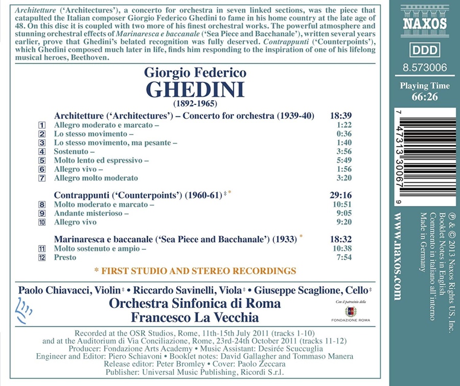 Ghedini: Architetture, Contrappunti, Marinaresca e baccanale - slide-1