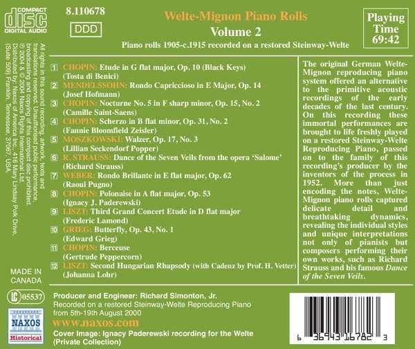 WELTE-MIGNON Piano Rolls Vol. 2 - slide-1