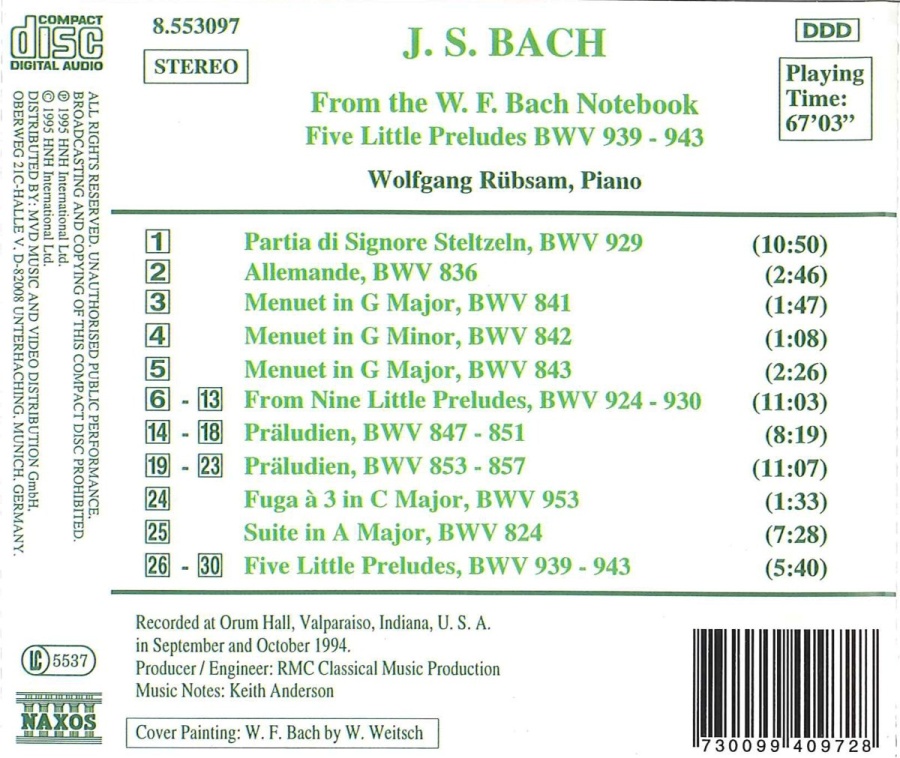 BACH: From the W.F. Bach Notebook, 5 Little Preludes - slide-1