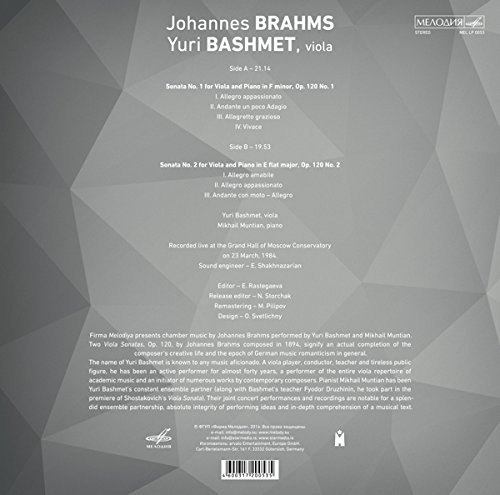 Brahms: Sonatas Nos. 1 & 2 for Viola and Piano; vinyl 180 g - slide-1