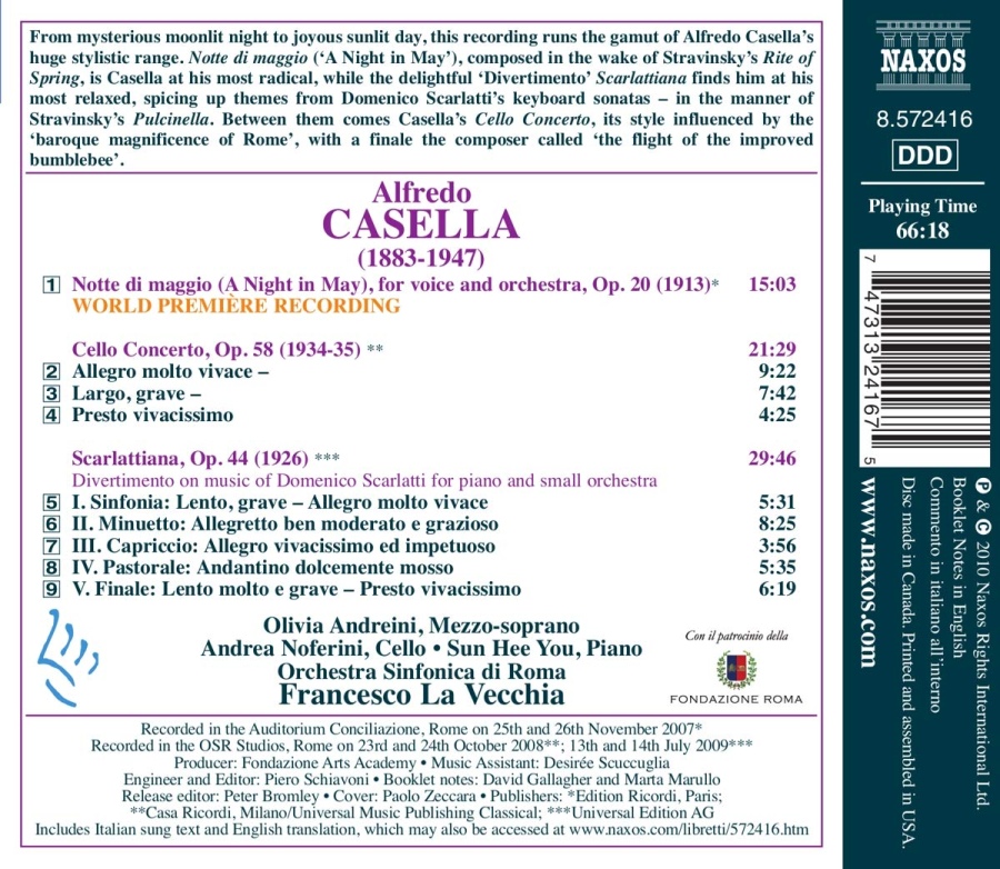 Casella: Notte di maggio, Cello Concerto, Scarlattiana - slide-1