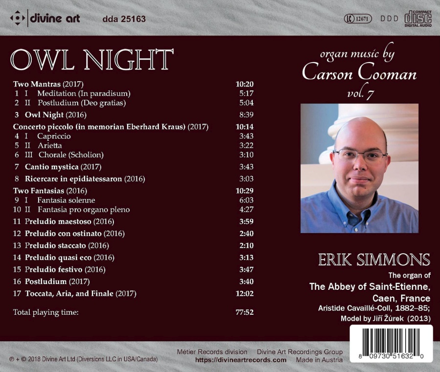 Owl Night - organ music by Carson Cooman vol. 7 - slide-1