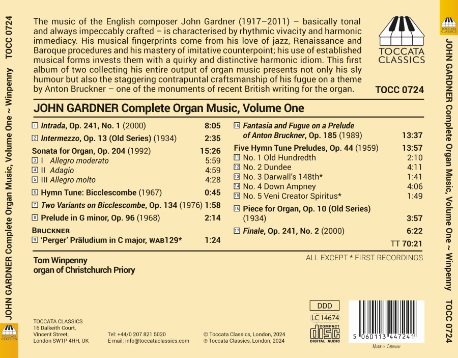 Gardner: Complete Organ Music Vol. 1 - slide-1