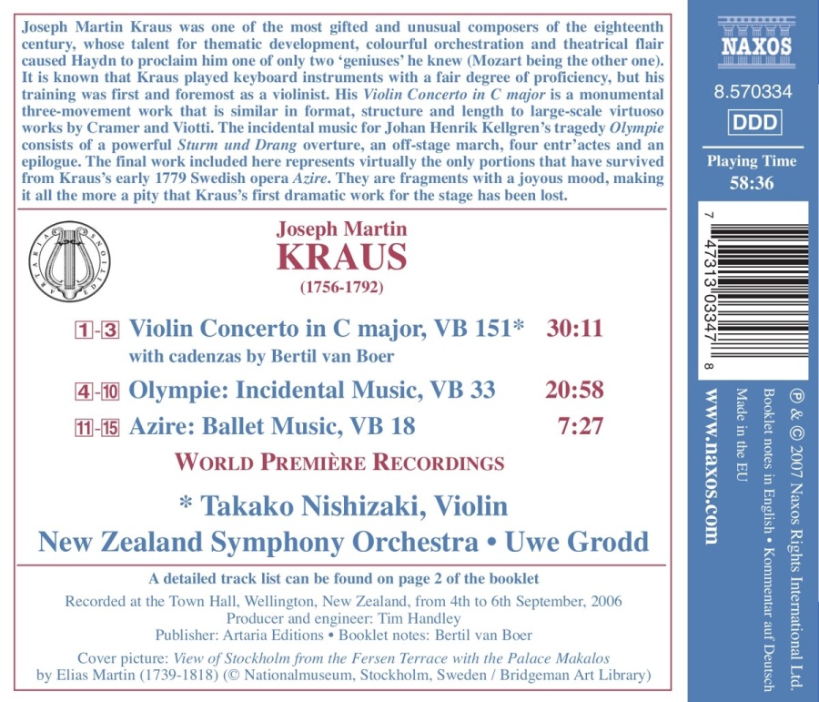KRAUS: Violin Concerto, Olympie, Azire - slide-1