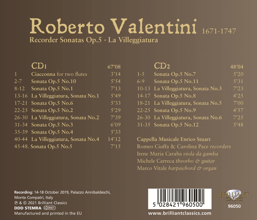 Valentini: Recorder Sonatas Op. 5, La Villeggiatura - slide-1