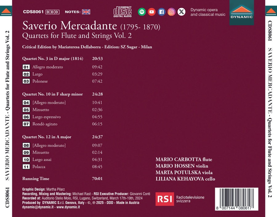 Mercadante: Quartets for Flute & Strings Vol. 2 - slide-1