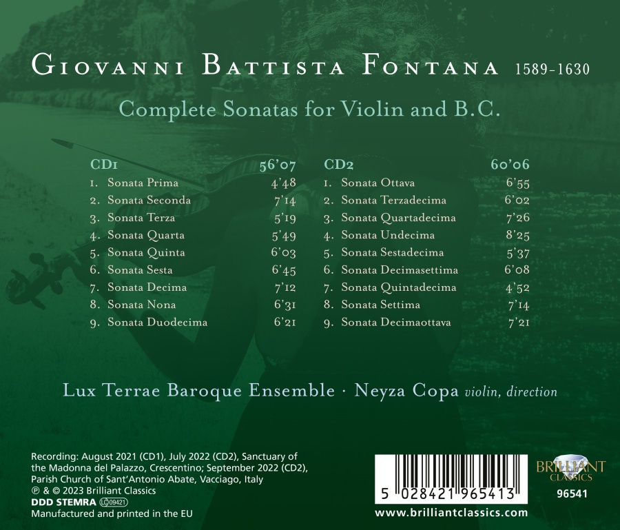Fontana: Complete Sonatas for Violin and B.C. - slide-1