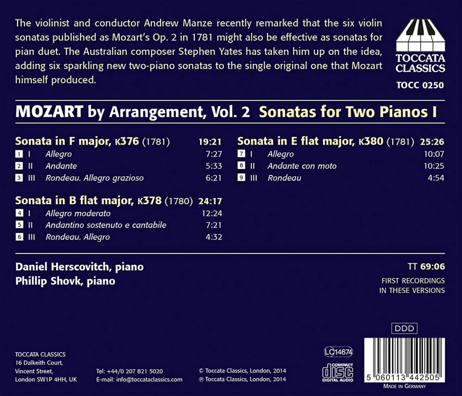Mozart by Arrangment Vol. 2 - Six Sonatas Op. 2, Nos. 1, 3 & 6 - slide-1