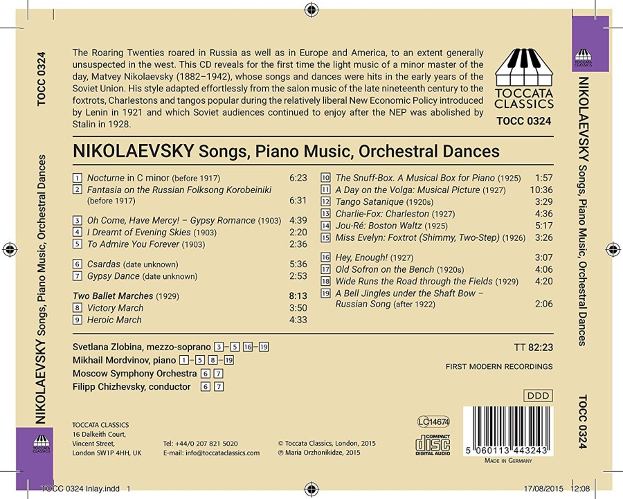 Nikolaevsky: Two Dances for Orchestra, Piano Music, Songs - slide-1