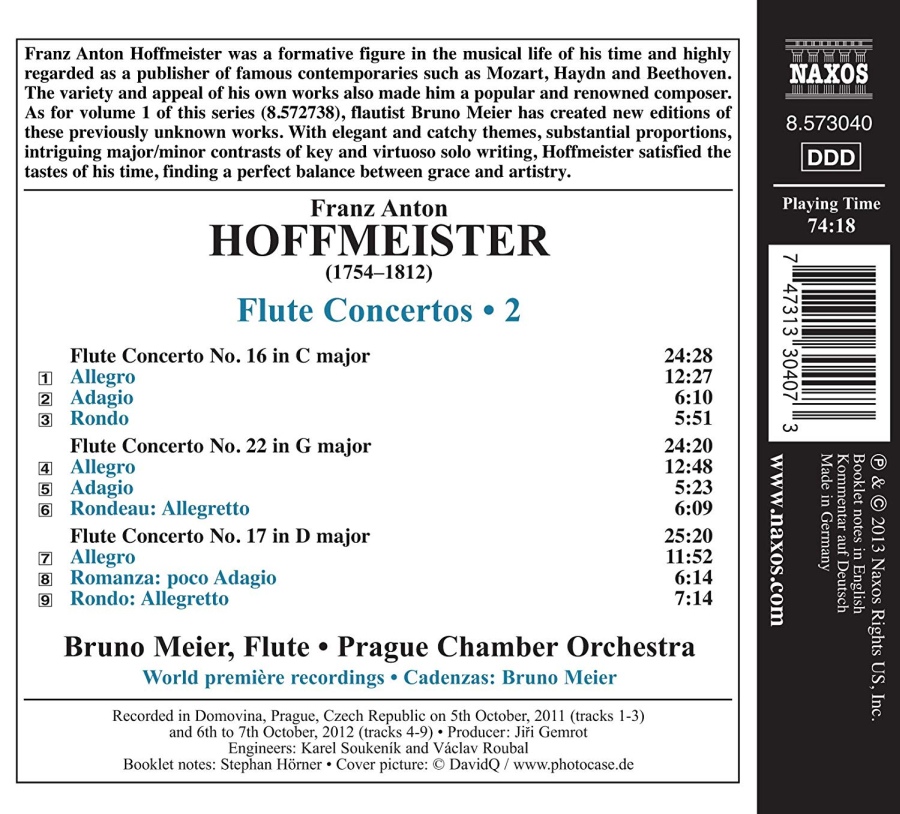 Hoffmeister: Flute Concertos Vol. 2 - Nos.16, 17 and 22 - slide-1