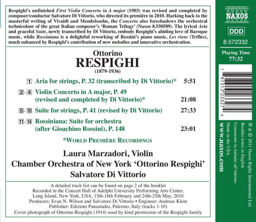 Respighi: Violin Concerto in A major, Aria & Suite for Strings, Rossiniana - slide-1