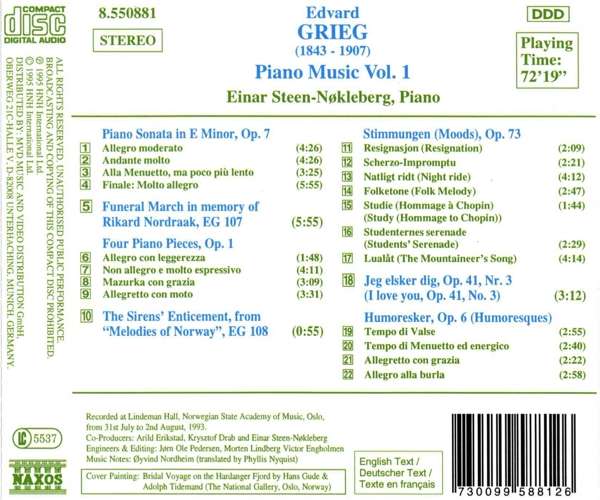 GRIEG: Piano Music vol. 1 - slide-1