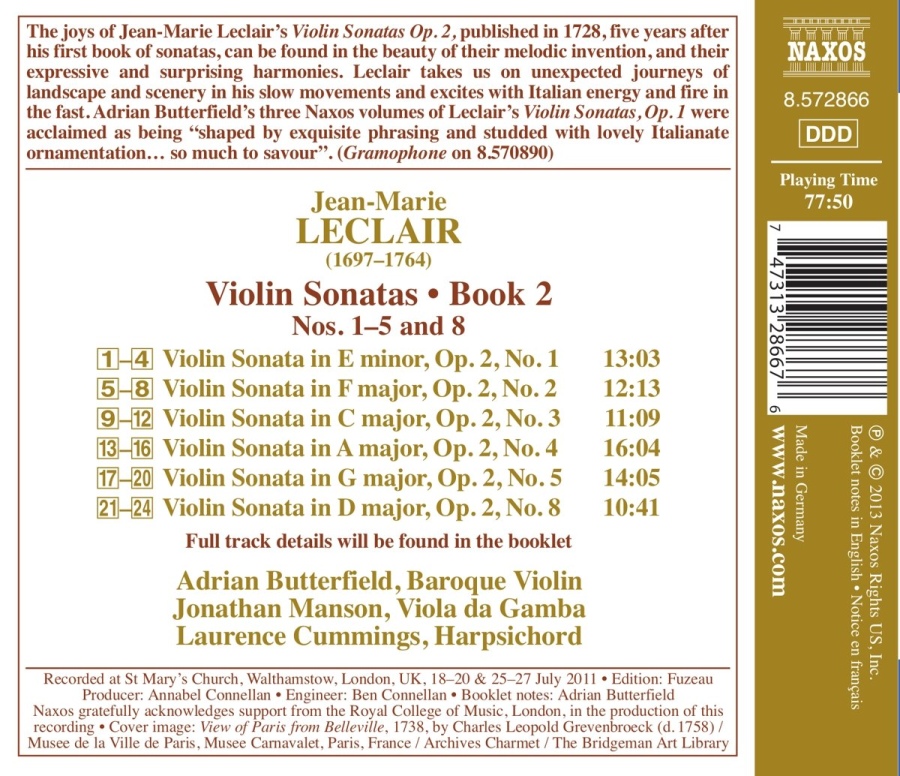 Leclair: Violin Sonatas Book 2 - Nos. 1 - 5 & 8 - slide-1
