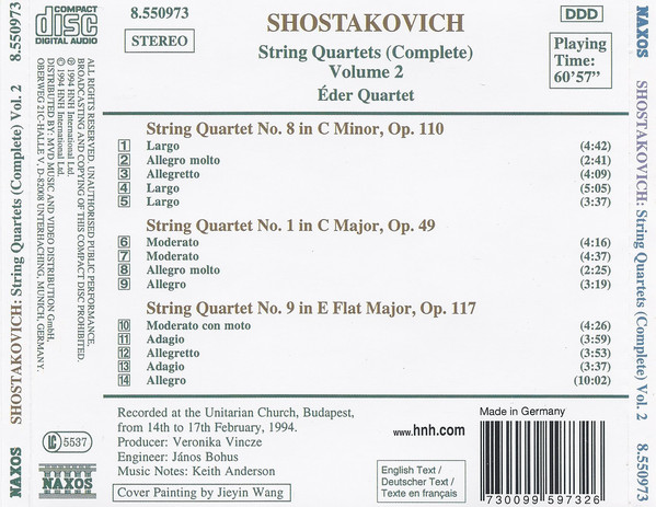 SHOSTAKOVICH: String Quartets Vol. 2, Nos. 1, 8 and 9 - slide-1
