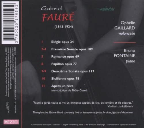 Faure: Sonatas for cello and piano - Elegie, Romance, Papillon/ - slide-1