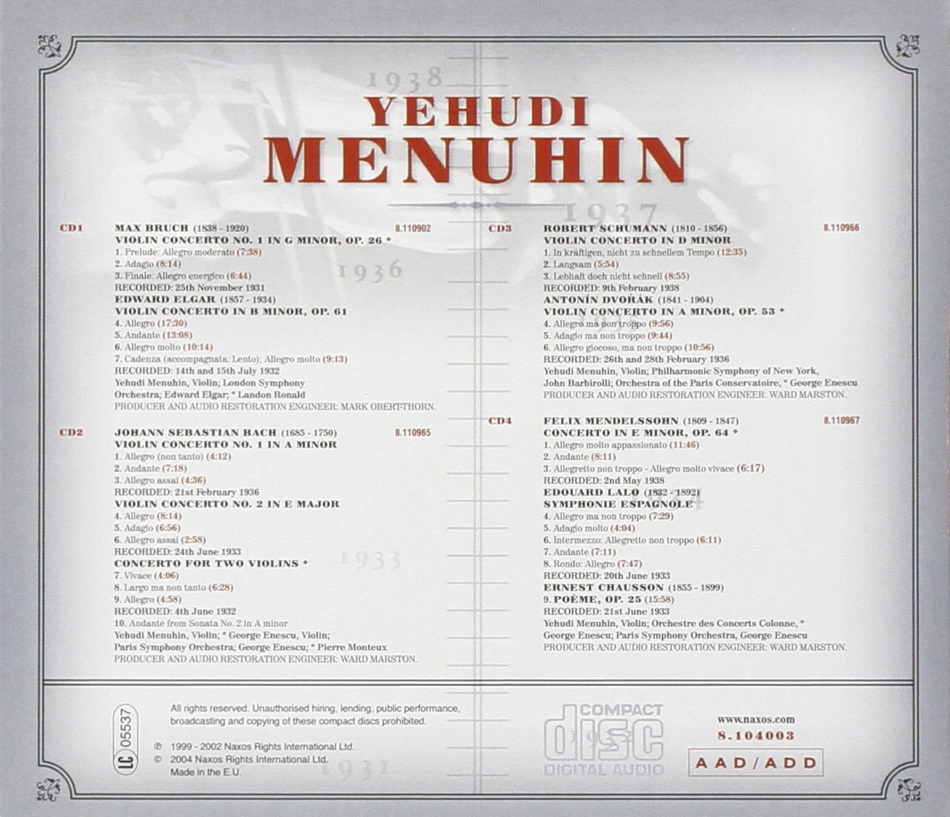 Yeuhudi Menuhin plays the Great Concertos - slide-1