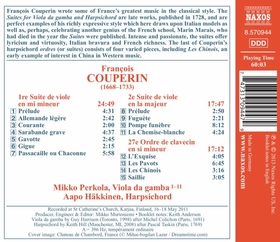 Couperin: Suites for Viola da gamba, 27e Ordre de clavecin - slide-1