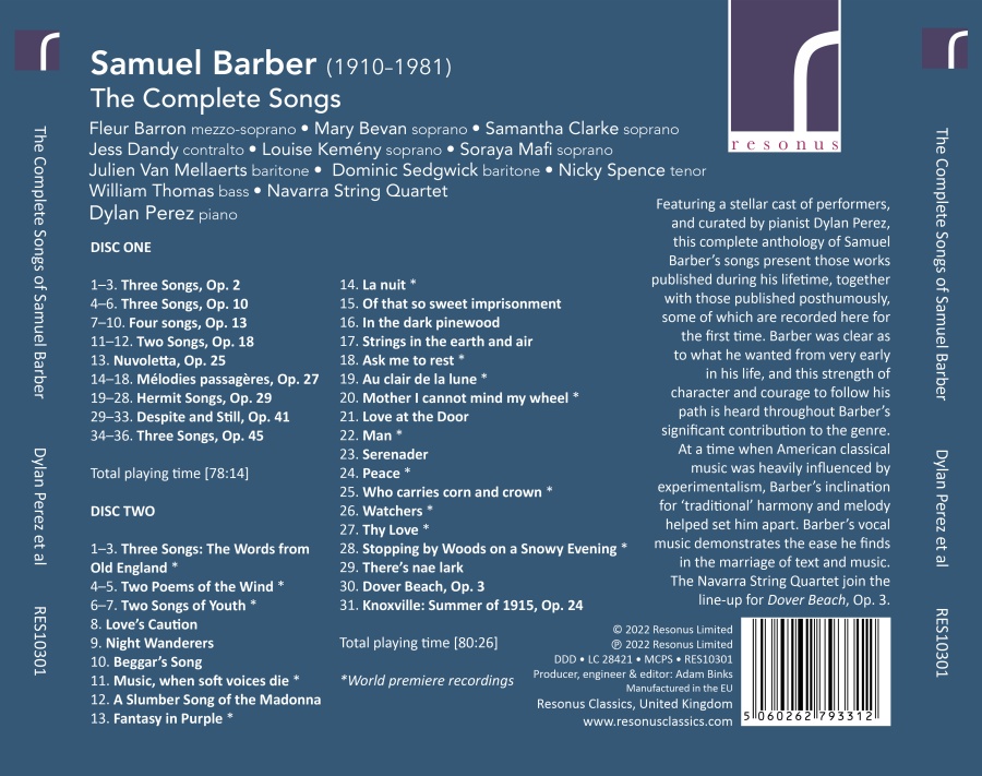 Barber: The Complete Songs - slide-1