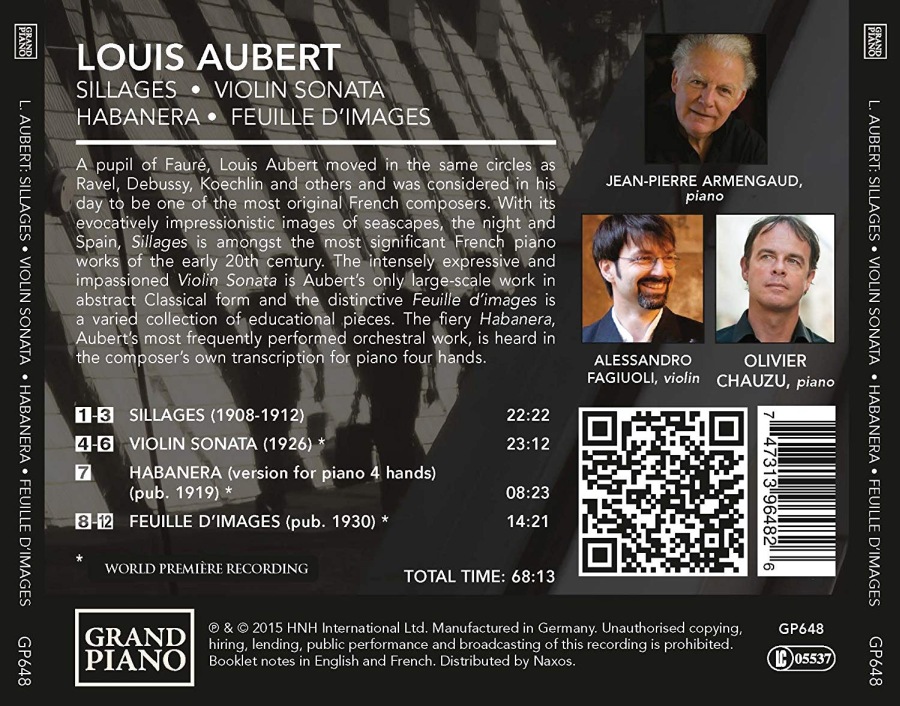 Aubert: Piano Works – Sillages, Violin sonata, Habanera, - slide-1