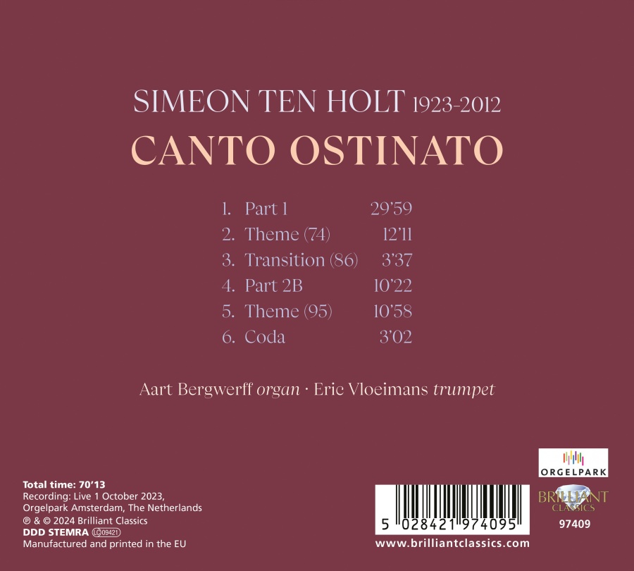 Ten Holt: Canto Ostinato [DeLuxe Edition] - slide-1