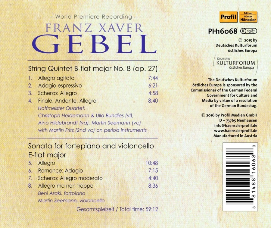 Gebel: String Quintet No. 8 & Cello Sonata - slide-1