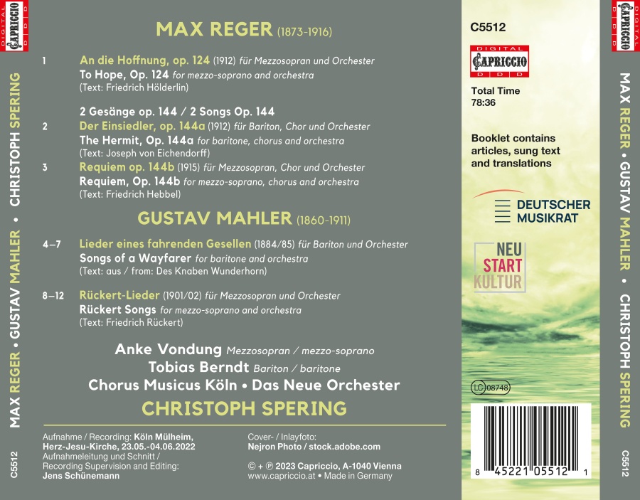Reger: Requiem; Mahler: Orchestral Songs - slide-1