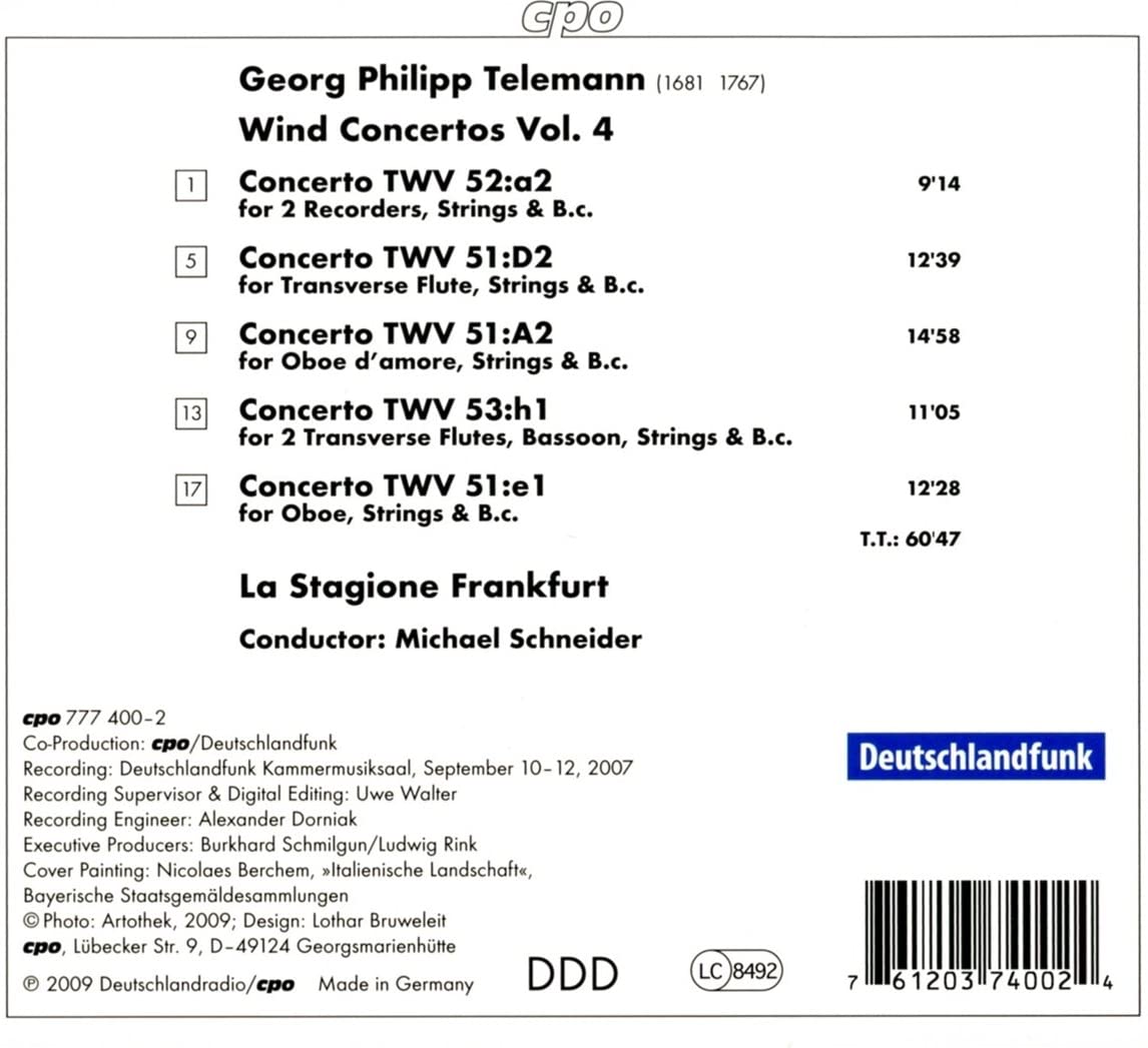 Telemann: Wind Concertos Vol. 4 - slide-1