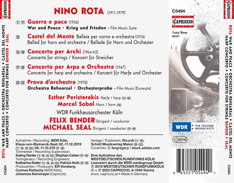 Rota: War and Peace; Castel del Monte; Harp Concerto - slide-1