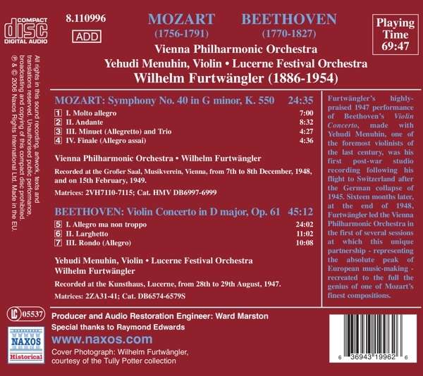 MOZART: Symphony No. 40 / BEETHOVEN: Violin Concerto - slide-1