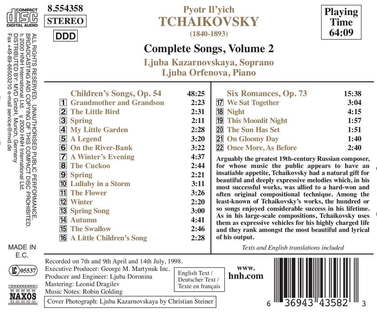TCHAIKOVSKY: Complete Songs vol. 2 - slide-1
