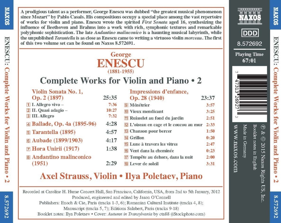 Enescu: Complete Works for Violin and Piano Vol. 2 - slide-1