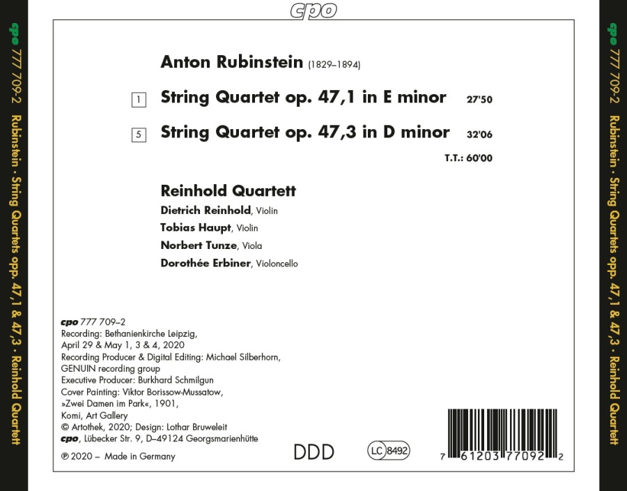 Rubinstein: String Quartets op. 47, Nos. 1 & 3 - slide-1