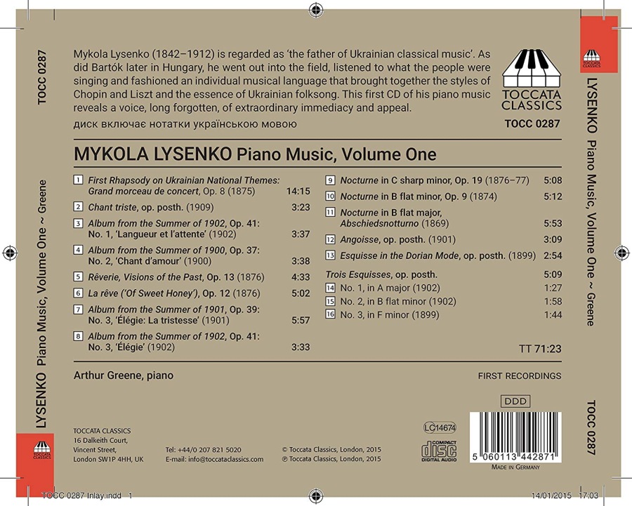 Lysenko: Piano Music Vol. 1 - slide-1