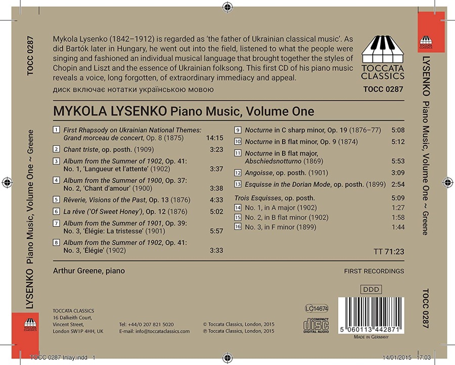 Lysenko: Piano Music Vol. 1 - slide-1