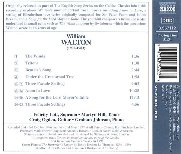 WALTON: Anon in Love; Facade Settings; A Song for the Lord - slide-1