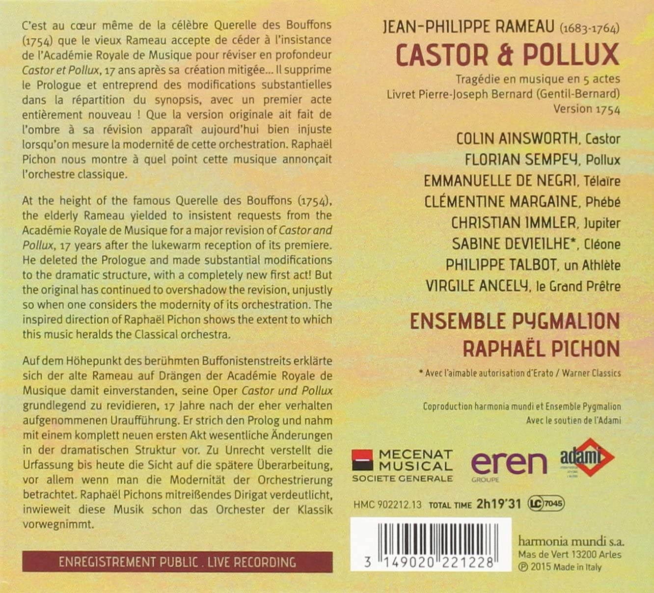 Rameau: Castor & Pollux, version 1754 - slide-1