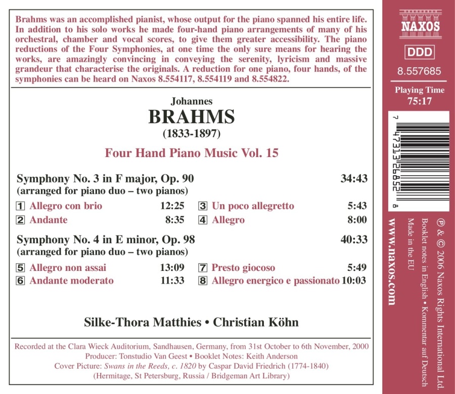 BRAHMS: Four-Hand Piano Music, Vol. 15 - slide-1