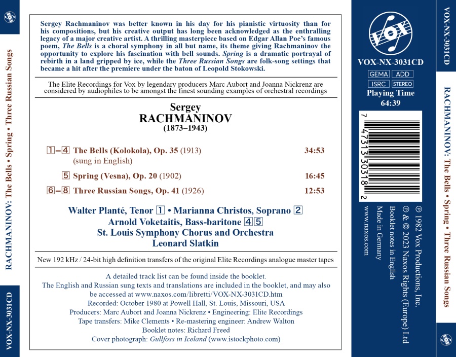 Rachmaninov: The Bells; Spring; Three Russian Songs - slide-1